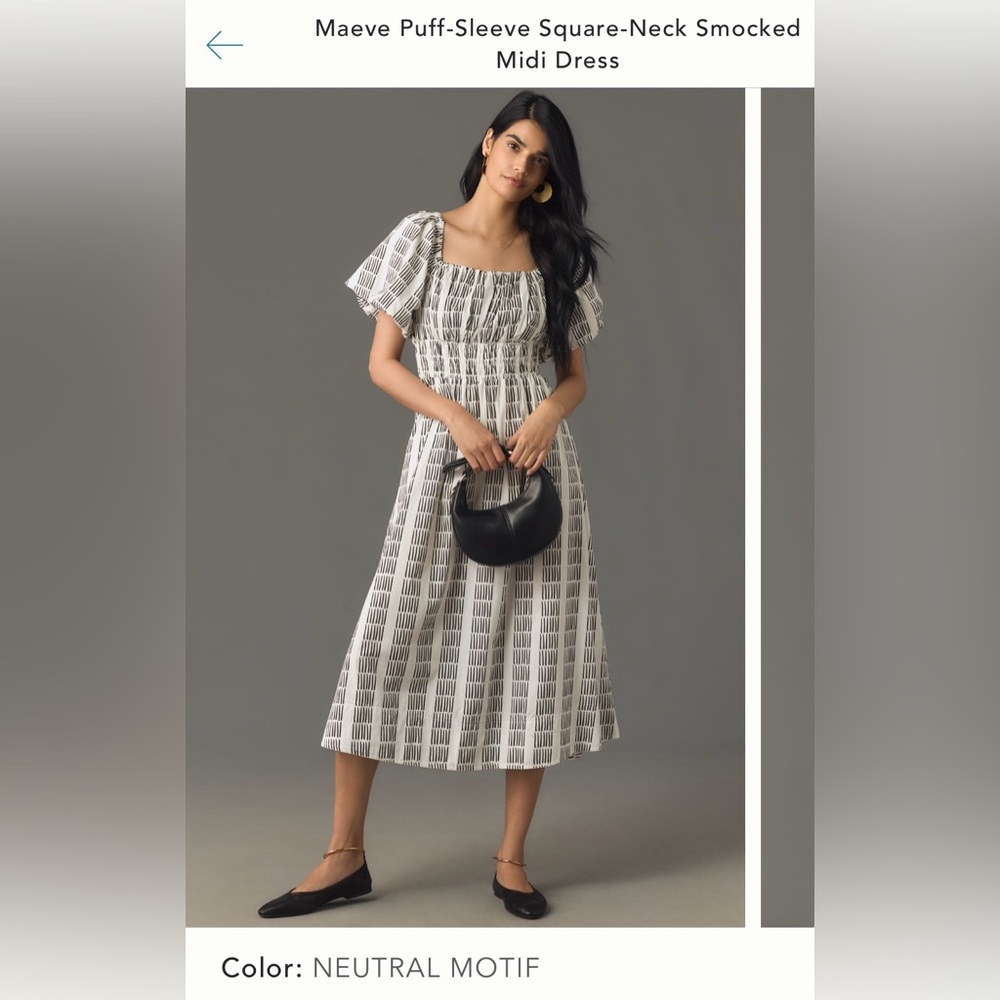 New! Anthropologie Maeve Zebra Print Dress in Black and White